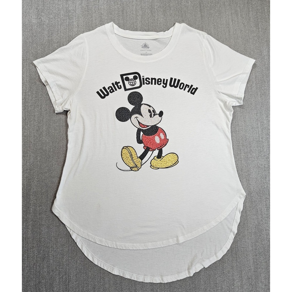 Disney Shirt Women's Large White Disneyland Resort Graphic Short Sleeve